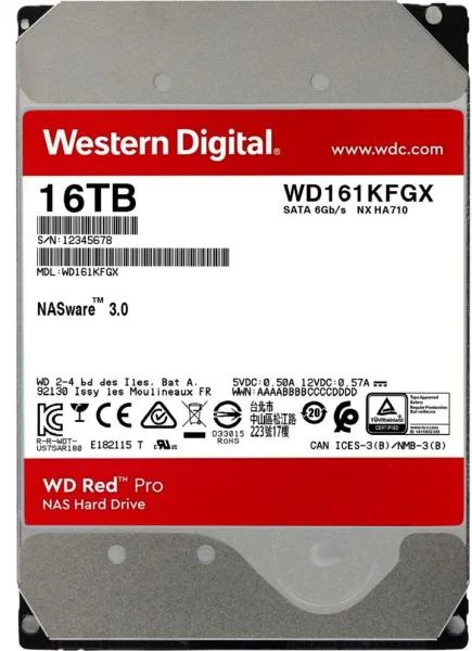 WD HDD 16TB, Red Pro, 7.200 rpm, buffer 512 MB, pt NAS, WD161KFGX