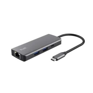 Hub USB Trust Dalyx, USB-C, 6 porturi, HDMI, RJ-45, Argintiu