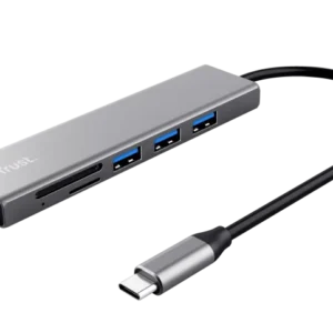 Hub USB Trust Halyx, USB-C, 5 porturi, Gri