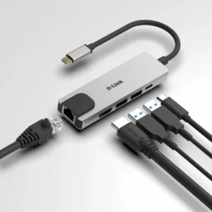 Hub USB D-LINK DUB-M520, USB-C, 5 porturi, HDMI, RJ-45, Gri